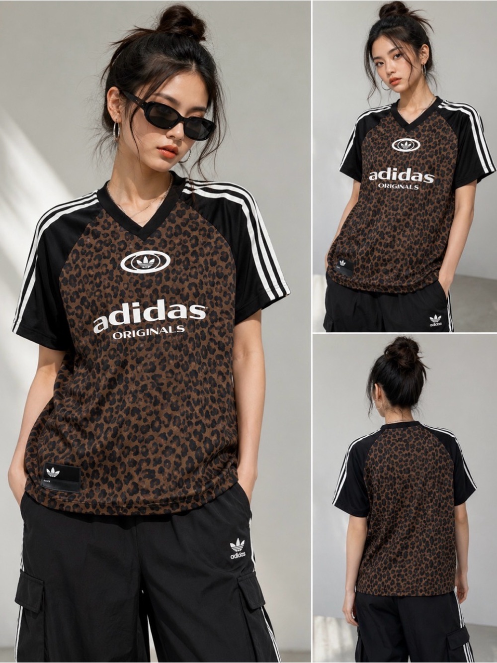 ✨Host pick✨ adidas Originals Satin Leopard Jersey - Retro Football Style